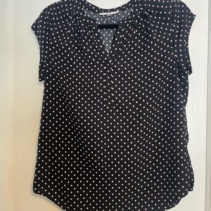 Fun 2 Fun Black and Pink Polka Dot Blouse Small